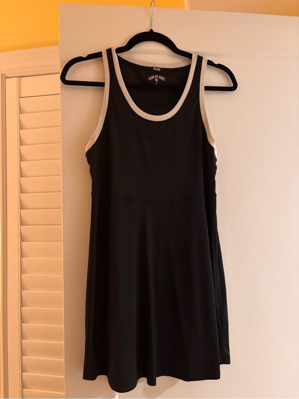 Year of Ours Black workout Dress with White Trim